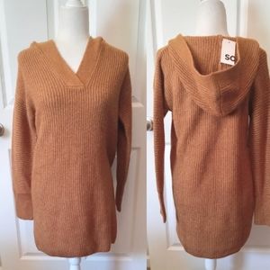 SO tan hooded long sleeve sweater dress. XS.  NWT